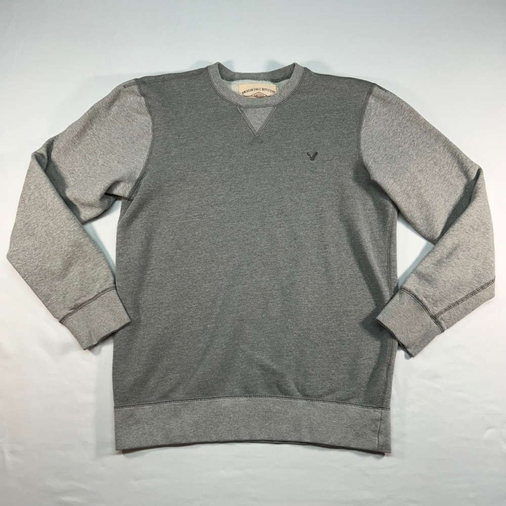 American Eagle Mens MT Grey Colorblock Vintage Fleece Crewneck Sweatshirt MT/MTE